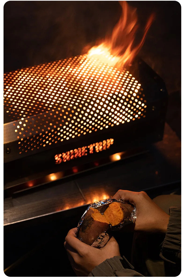 ShineTrip Outdoor Camping Stove Beacon Tower Desktop Barbecue Stove Stainless Steel Strong Firewood Burner Camping Furnace