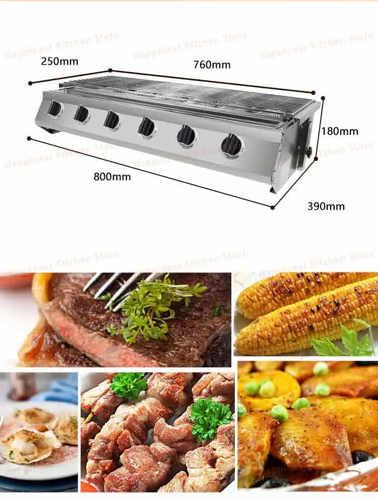 Smokeless Infrared BBQ Grill Stainless Steel Roast Stove Outdoor Barbecue Cooking Oven Glass Cover Adjust Height Hiking Kitchen