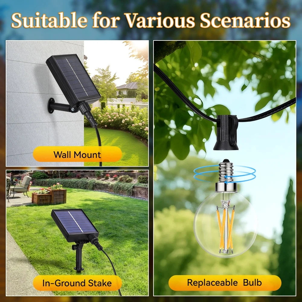 LED Solar String Lamp Waterproof Garden Lights Outdoor Remote Control Solar Camping Tent Lighting for Party Backyard Decorative
