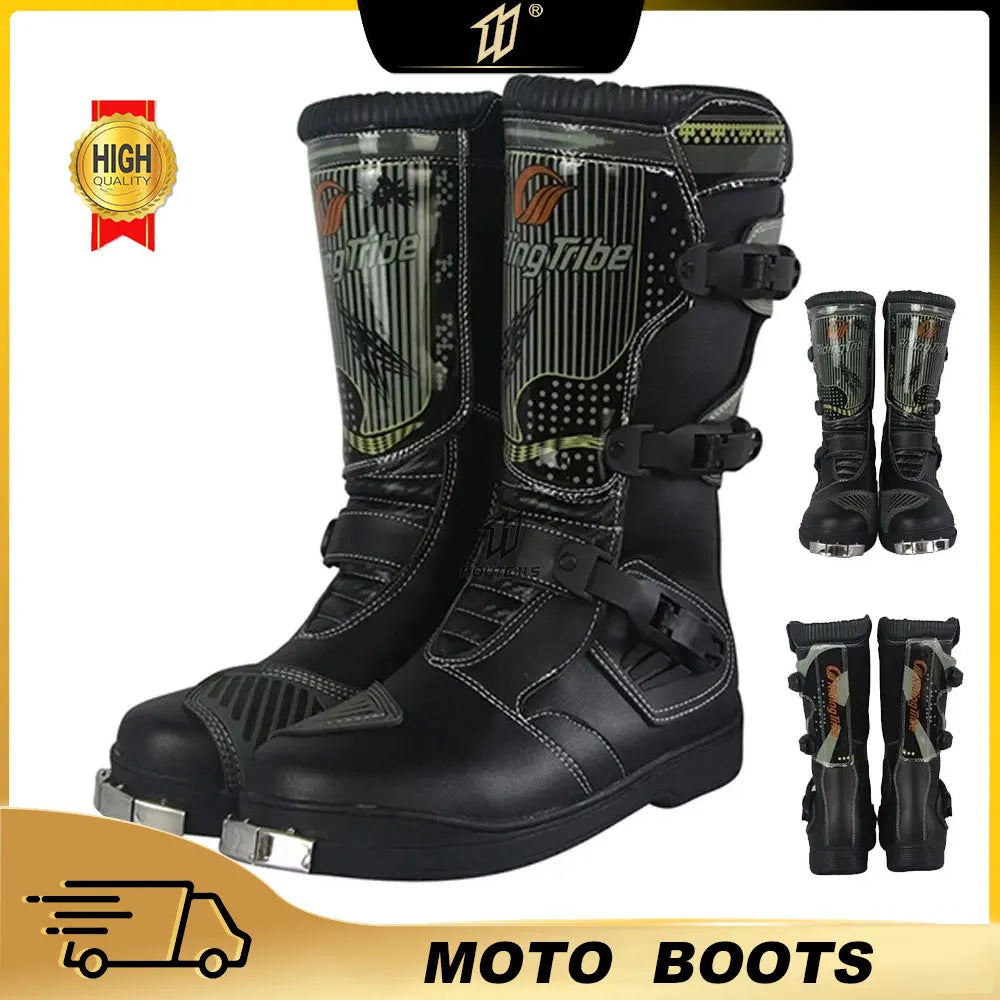 PRO-BIKER Men Motorcycle Boots Waterproof PU Botas Moto Boots Motocross Motorcycle Shoes Protection Motorcycle Long Thigh Boots
