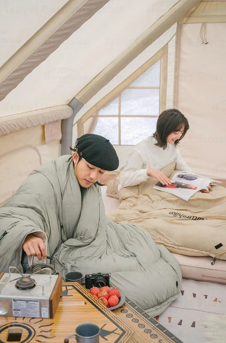 Naturehike Duck Down Sleeping Bag Ultralight Autumn Winter Spring Widened Sleeping Bag Hooded Windproof Waterproof -10℃ Outdoor