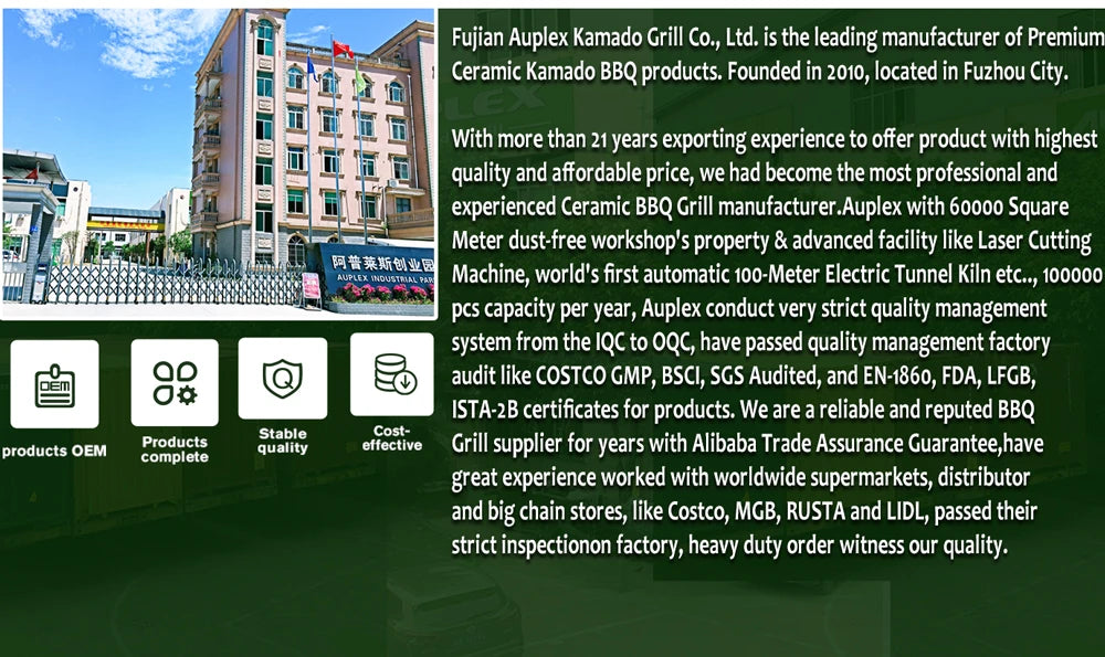 AUPLEX 16-Inch Kamado Barbecue Grill Outdoor Kitchen Smoker Bbq Egg