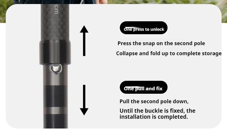 Naturehike Outdoor Alpenstock Carbon 4-sections Foldable Aluminum Alloy Ultralight Trekking Pole Adjustable Hiking Walking Stick