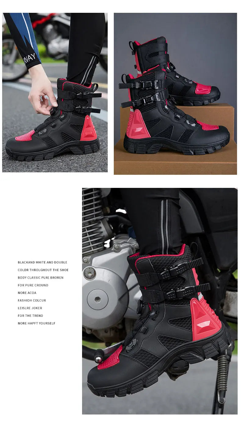 Men's Motorcycle Boots High Quality Breathable Motocross Shoes TPU Protective Men Motorcycle Shoes Non-slip Motos Riding Boot