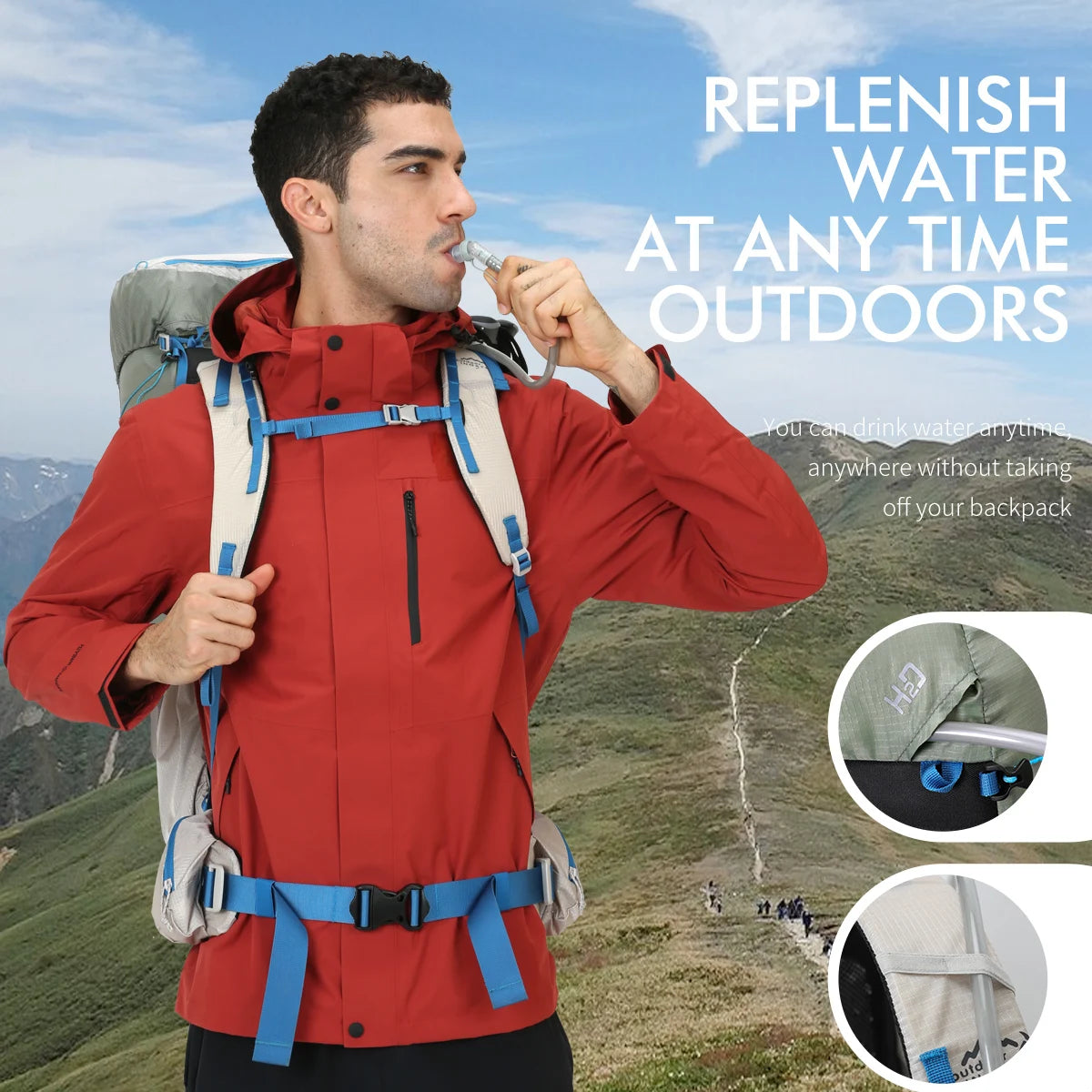 55L hiking backpack for men and women large capacity lightweight travel training fitness bag splashproof hiking multi-functional