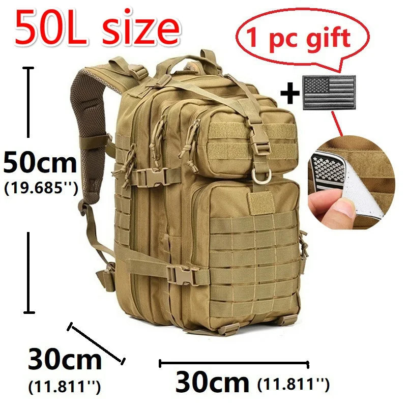 30L/50L 600D Nylon Waterproof Military Backpack Men Outdoor Army Rucksacks Tactical Sports Camping Trekking Fishing Hunting Bag