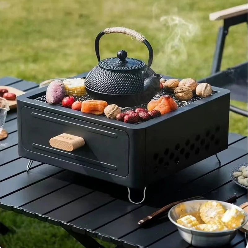 Portable Outdoor Barbecue Stove, Camping Equipment, Charcoal Tea Oven Set Bushcraft Tourism Picnic Cookware Bbq Articles for Use