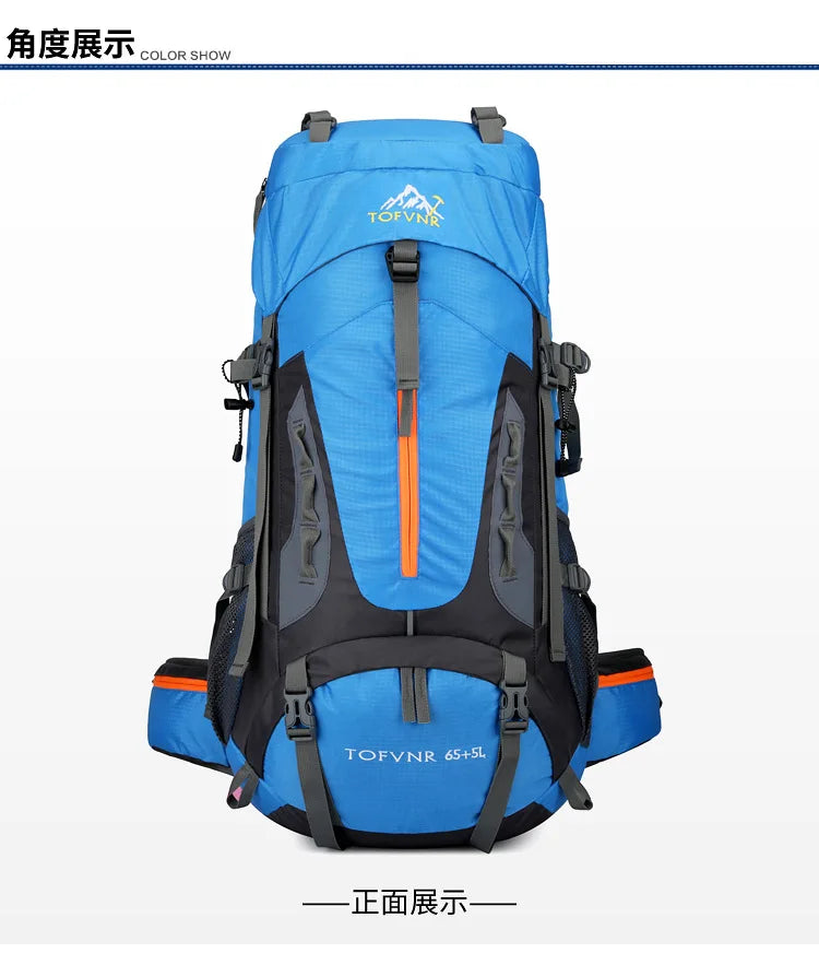 2025 cross-border outdoor hiking bag shoulder hiking sports bag waterproof bag backpack large capacity polyester backpack a001