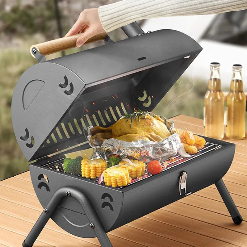 Barbecue Grill Outdoor Portable Picnic Camping Folding Smokeless Grill Household Portable Charcoal Heating Barbecue Grill 2025