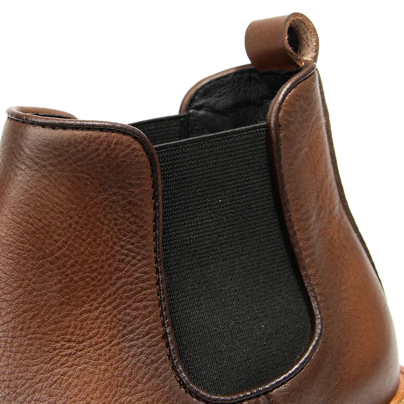 Vintage Man Western Boots Genuine Leather High Calf Shoe For Men Comfortable Slip On Designer Shoes Ankle Boots Male Shoe A223