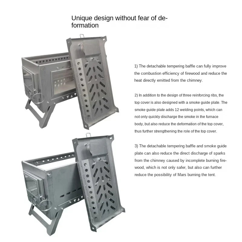 WT-Dream-Ti Titanium furnace Plug-in folding titanium alloy outdoor tent camping wood stove grill