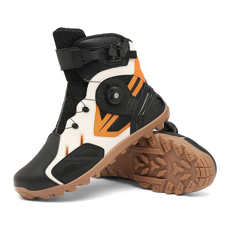 Motorcycle Boots Men Moto Riding Boots Four Seasons Breathable Motorcycle Shoes Motorbike Chopper Cruiser Touring Ankle Shoes