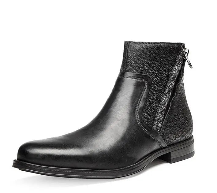 2026 Spring Autumn Ankle Boots Fashion Male Cow Genuine Leather Shoes Dual Zip Leisure Leather Boots Motorcycle Shoes Boys A049