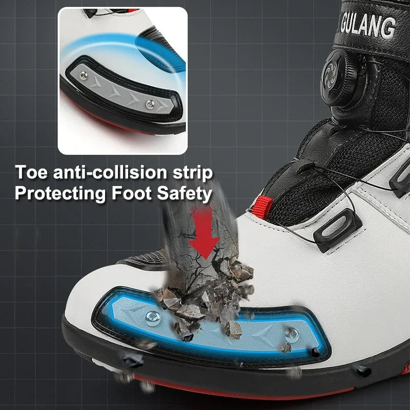 2024 New Motorcycle Boots Man Leather Motos Riders Protective Boots Waterproof Non-slip Motocross Mountain Racing Shoes