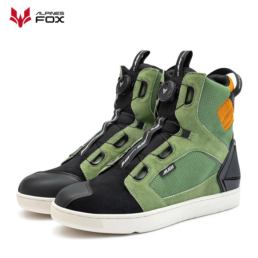 Motorcycle Rider Protective Boots Men Casual Breathable Sports Shoes Rubber Gear Shift Pad Reinforced Toe Motorcycle Sneakers