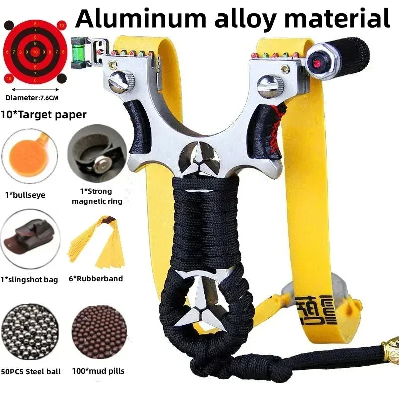 High Quality Outdoor Hunting Shooting Alloy Slingshot with Quality Rubber Band Professional Shooting Game Catapult Tirachinas