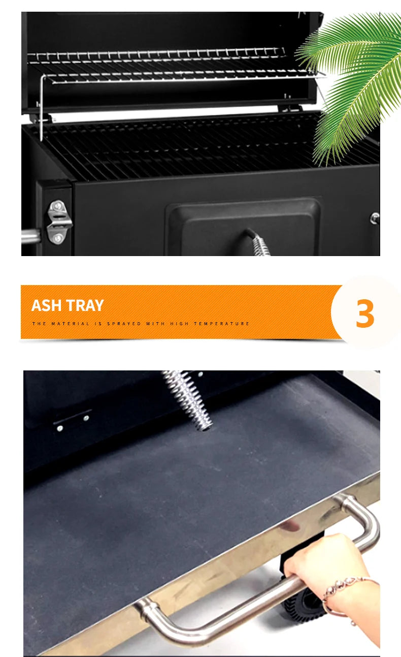 Bbq Table Grill Bbq Outdoor Kitchen Stainless Steel Industrial Grill Square Trolly Charcoal Grill