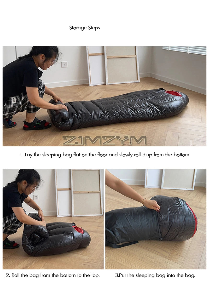 Down Mummy Sleeping Bag for Backpacking, Camping, Waterproof Portable Sleeping Bag, Zip Together for 2 Person Sleeping Bag
