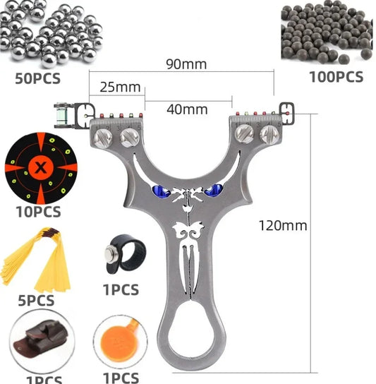 Flat rubber Band Outdoor Shooting Powerful Handheld Bow New  Professional 304 Stainless steel Slingshot For Hunting Catapult