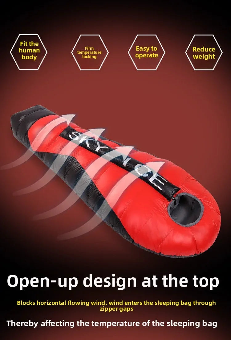 Lightweight Goose Down Double Sleeping Bag Adult Outdoor AllSeason Camping