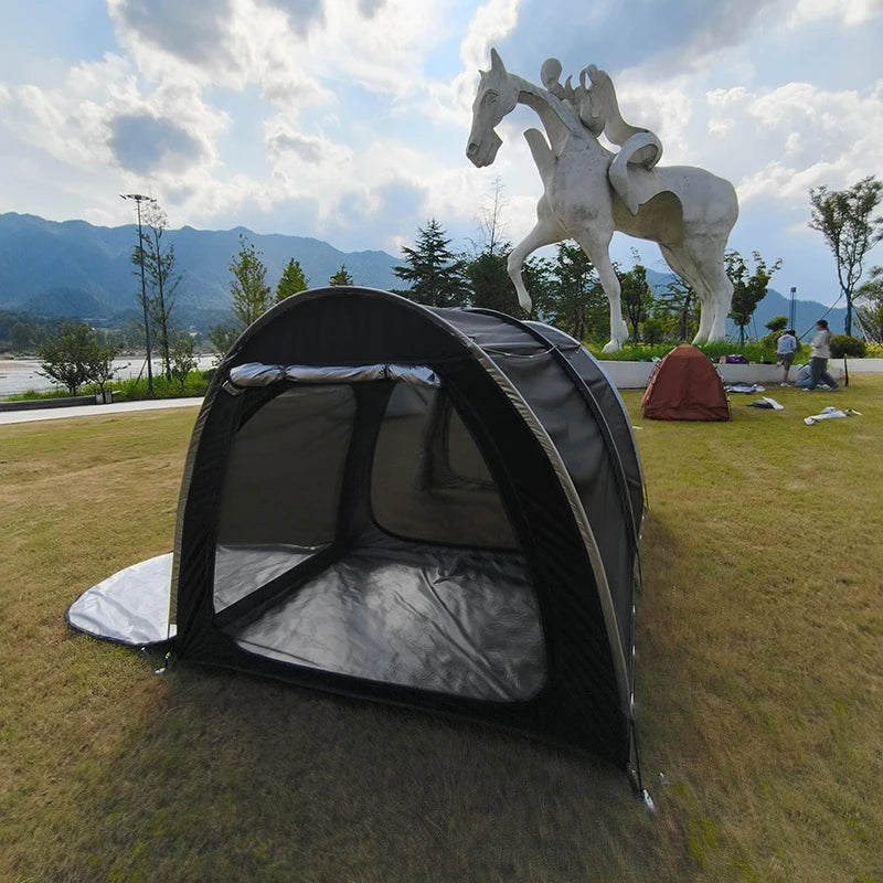 Waterproof Motorcycle Tent for Camping, Instant Tents with Integrated Motorcycle Port, Outdoor Hiking, 2-3 Person