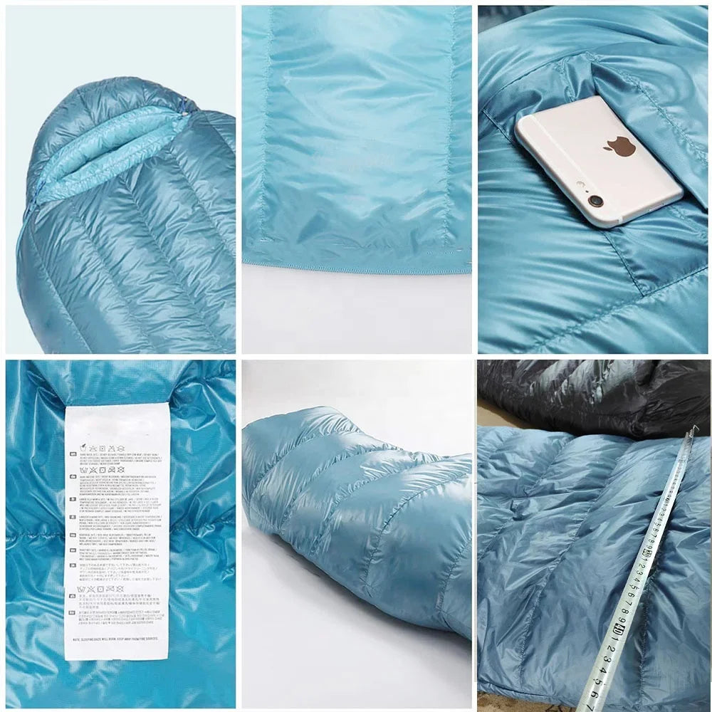 Outdoor Camping Ultralight 850FP RDS Goose Down Sleeping Bag 10D Nylon 400g 700g 800g 1000g