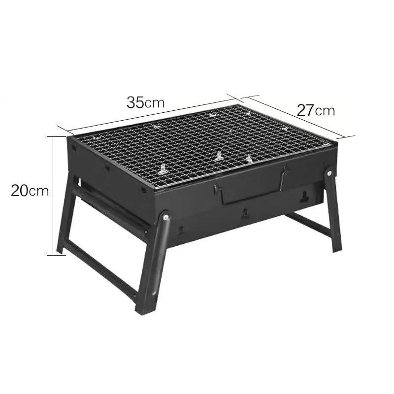 Portable Grill BBQ Charcoal Grill Mini Black Grill Stainless Steel Tool Kit Outdoor Cooking Camping Picnic Beach Camping Grill