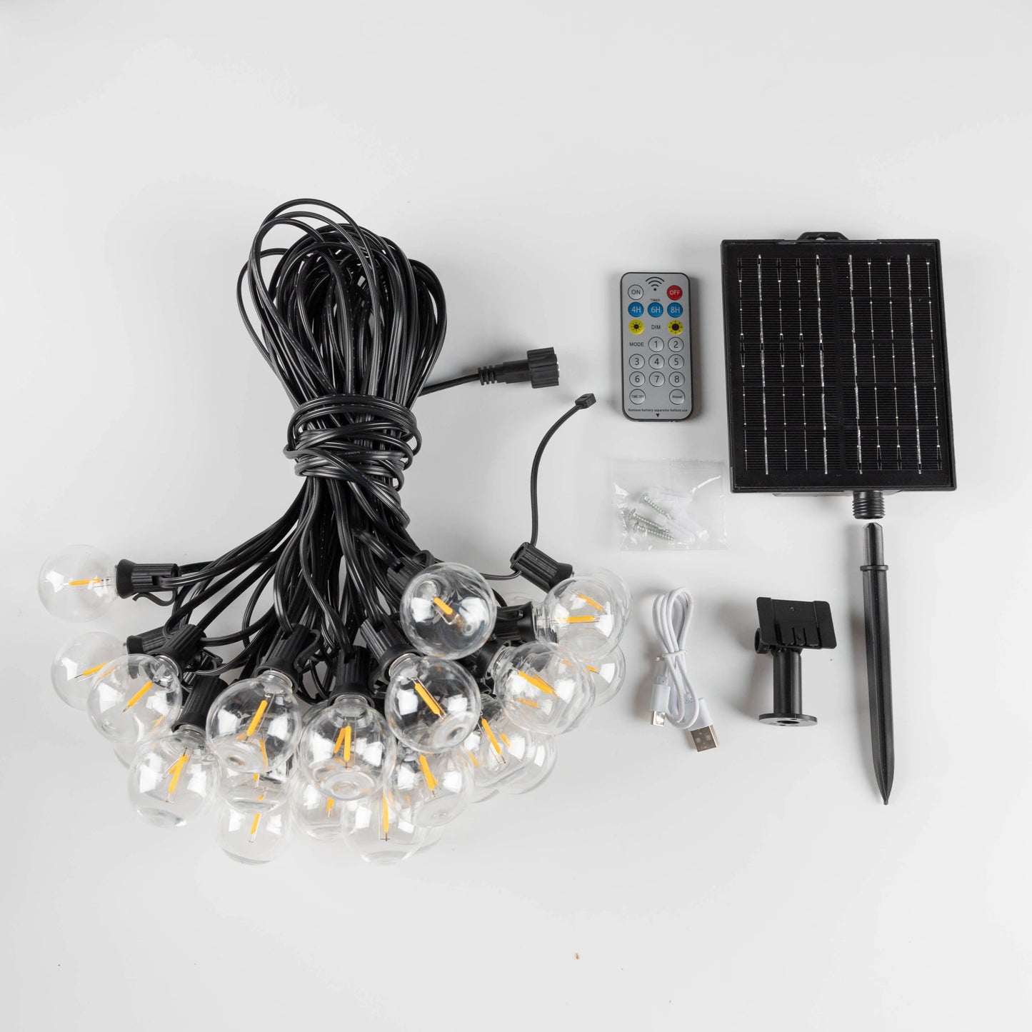 Led G40 Solar String Lights Outdoor Waterproof Garden String Lights USB Rechargeable Solar Light With Remote Decoration Light
