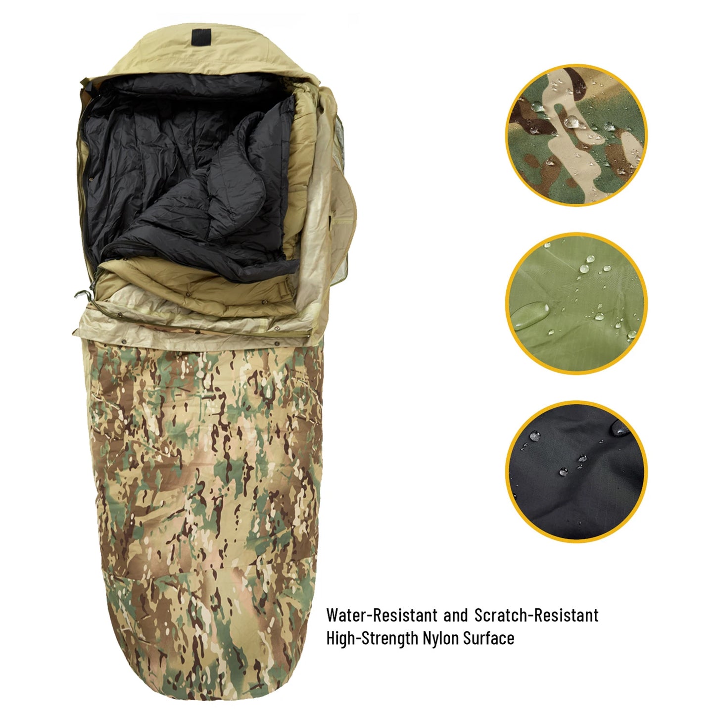 Akmax 4-Piece Military Modular Sleeping Bag System -40℃ Extreme Cold Waterproof Bivy Cover 4 Season Camping Survival Gear