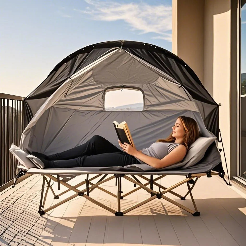 All-Season Camping Cot Tent 1-Person - Sturdy Cross-Braced Structure, for Fishing or Outdoor Activities,, Compact & Portable