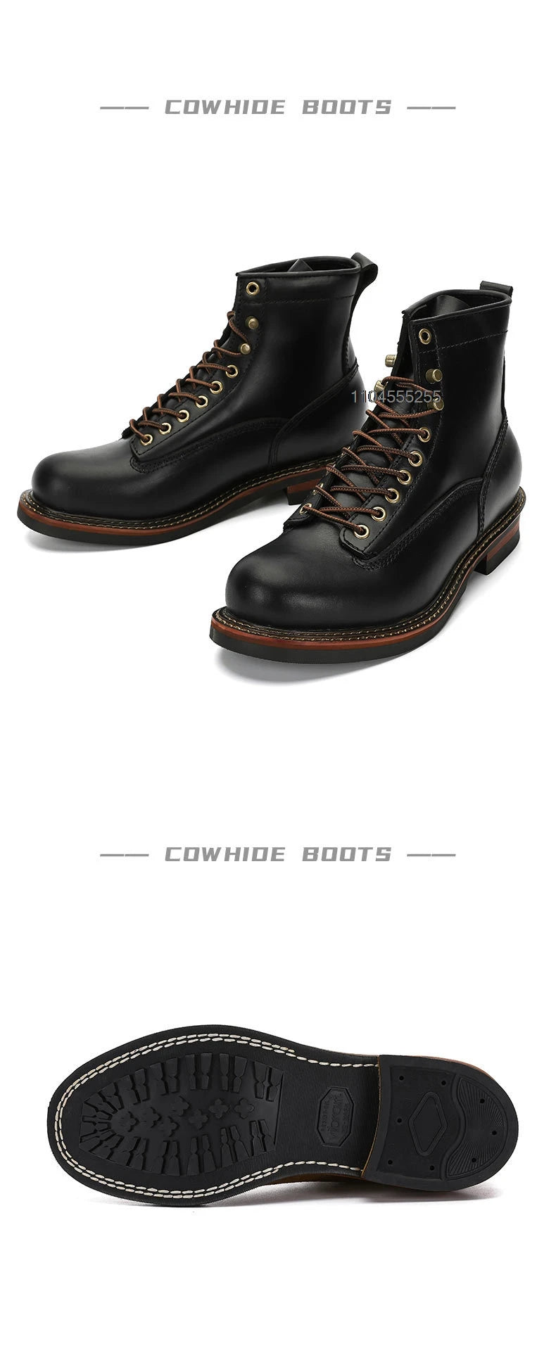 Motorcycle Boots Men Leather Shoes Vintage Cowhide Desert Boots Non-Slip Casual Motorcycle Shoes Retro Ankle Boots