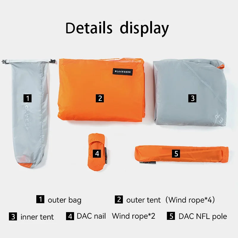BLACKDEER Nova Camping Tent 1 Person Ultralight Tent Nylon Silicone Coated Waterproof Hiking Backpacking Outdoor DAC Pole 1.08kg