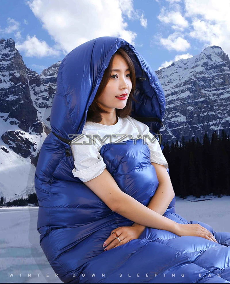 Down Mummy Sleeping Bag for Backpacking, Camping, Waterproof Portable Sleeping Bag, Zip Together for 2 Person Sleeping Bag