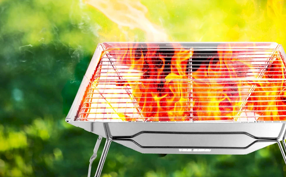 Outdoor Folding Stainless Steel Grill Barbecue Rack Detachable Charcoal Stove BBQ Grill Lightweight Brazier Foldable Hibachi