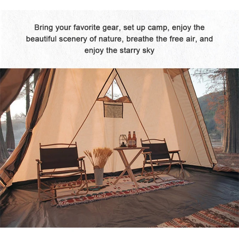 Cotton Picnic Tent for 4 Person, Outdoor Camping, TC, One Bedroom, Luxury, Foldable, Custom Tent, Oxford, Spring