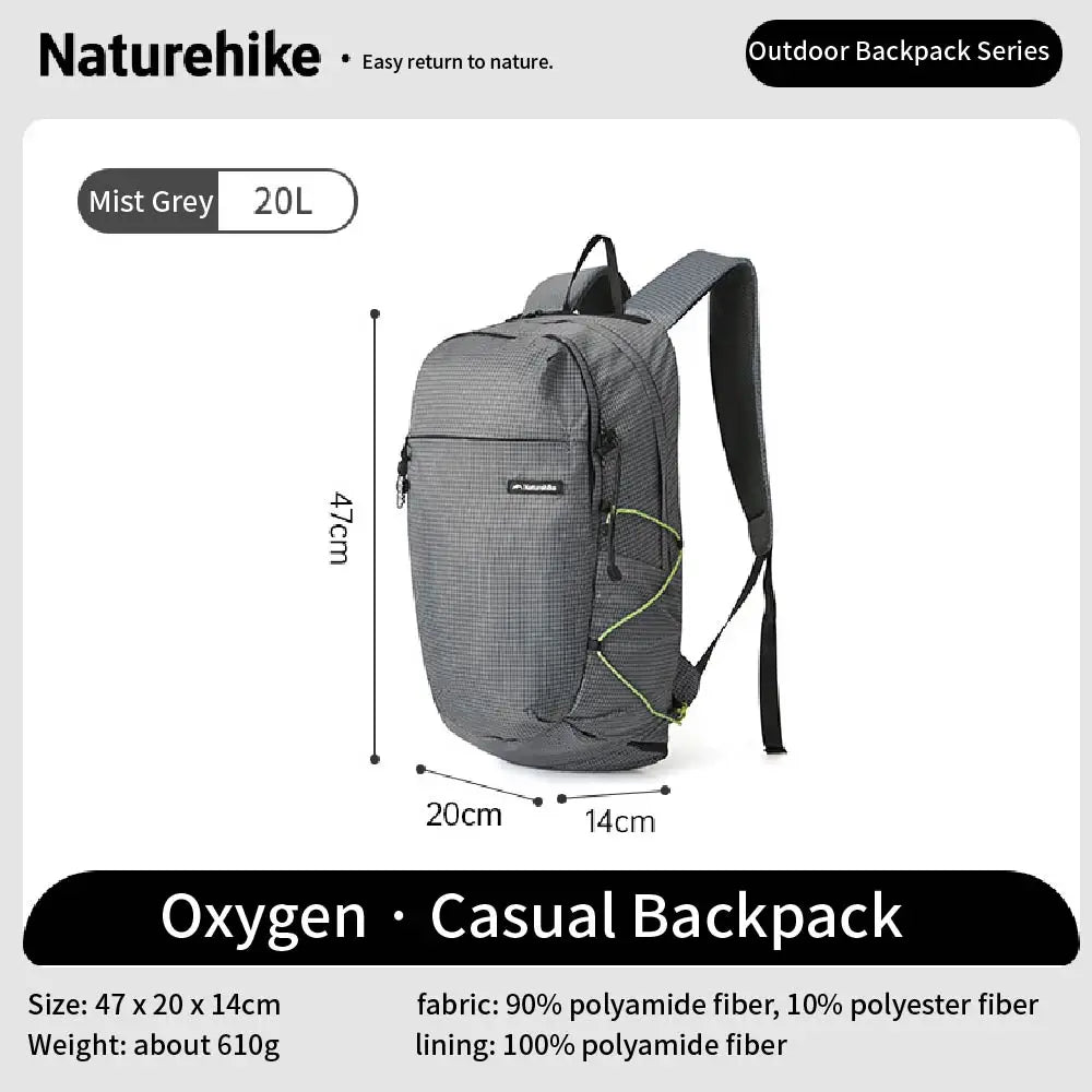 Naturehike Ultra-light Outdoor Hiking Backpack, 20 Liters Waterproof and Breathable, Suitable for Outdoor Camping Trips.