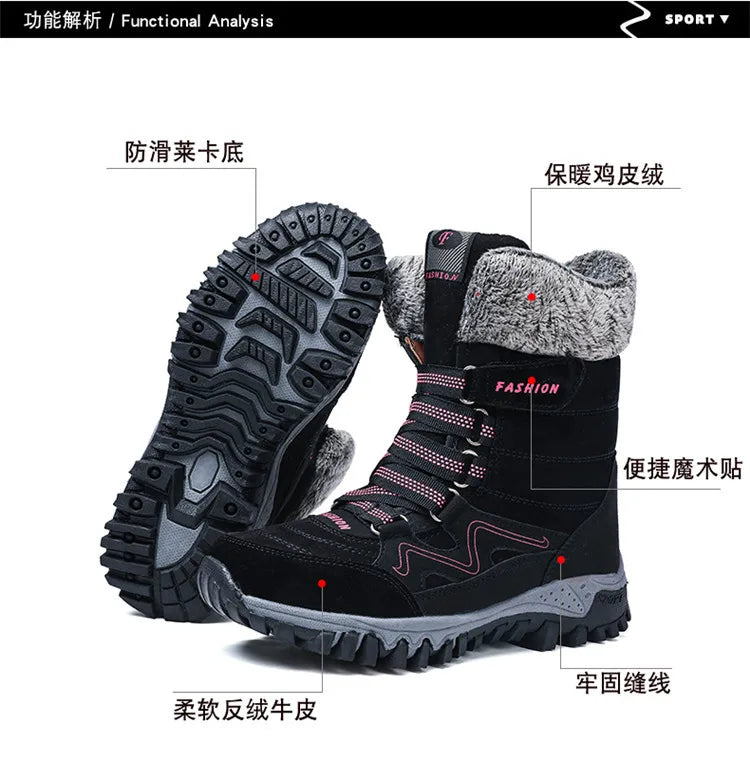 Women's Snow Boots Winter Plush Warm Platform Women's Ankle Boots Wear-resistant Waterproof Non-slip Lady Snow Boots for Womens