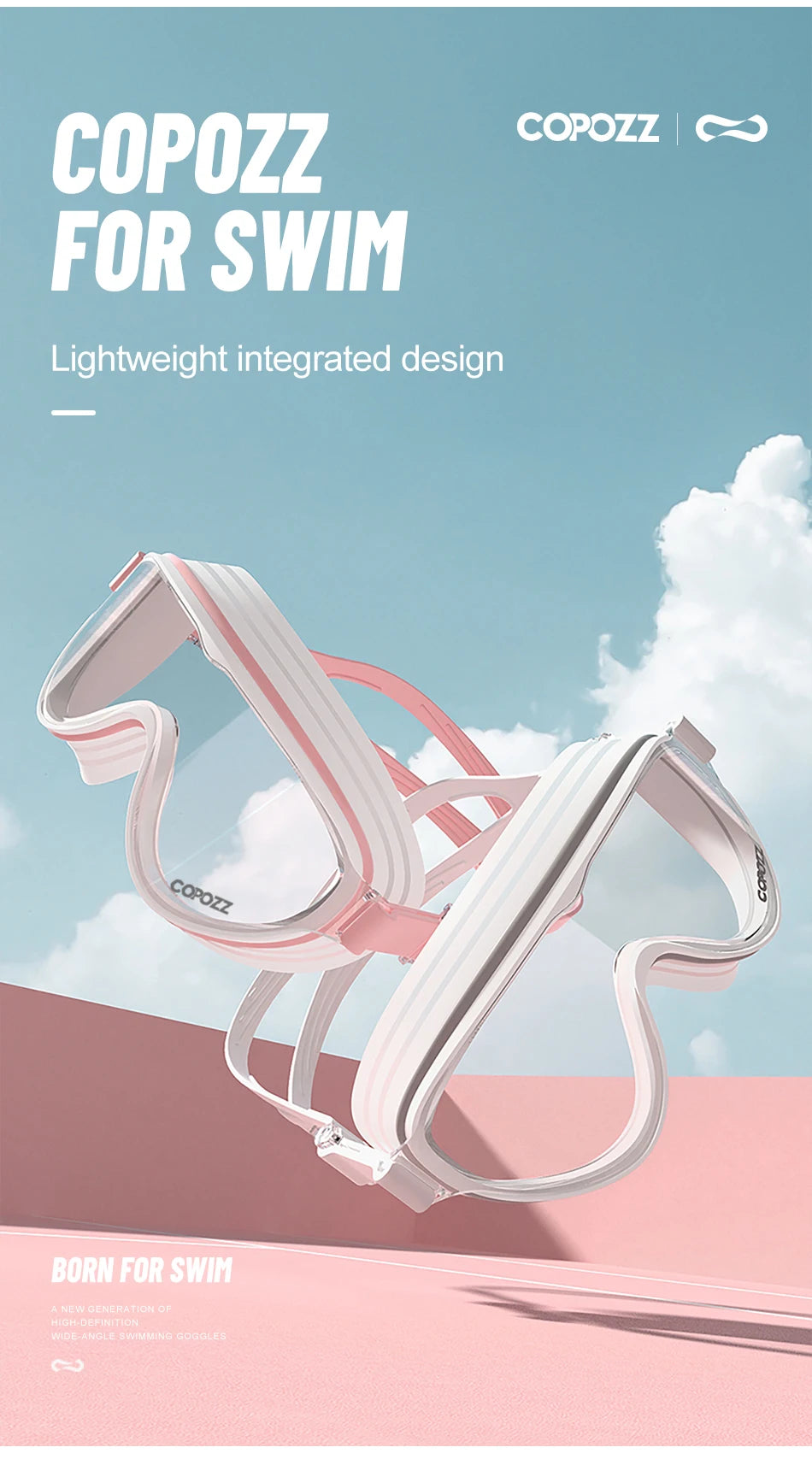 COPOZZ New Large Frame Adults Swimming Goggles Professional Plating Durable Anti Fog Comfort Eyewear Swimming Glasses Men Women