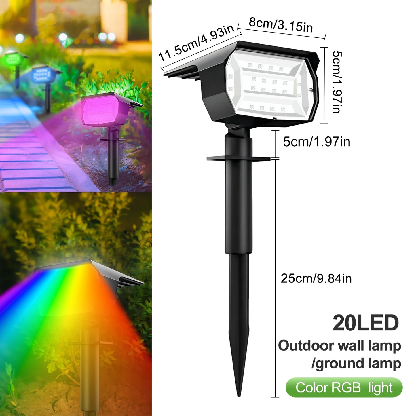 72/68 LED Solar Landscape Lights Outdoor IP65 Waterproof Solar Light with 3 Modes Solar Garden Spotlight for Yard Lawn Walkway