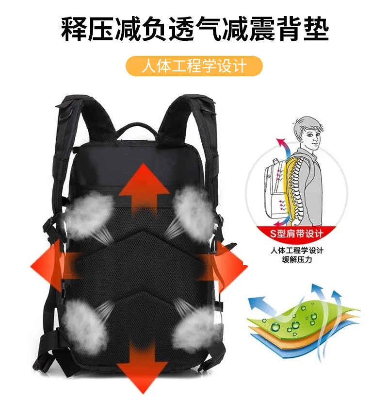 45L Lightweight Hiking Backpack Large Capacity Tactical Backpack Sport Climbing Backpack Outdoor Pack 900DOxford Water-Resistant