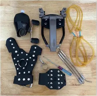 Professional Fishing Slingshot Kit with Arrowheads Wrist Support Rocket Slingshot Catapult for Fishing and Hunting Outdoor Games
