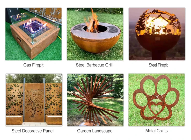 Commercial Corten Steel Outdoor BBQ Fire Pit Camping Charcoal BBQ Grill