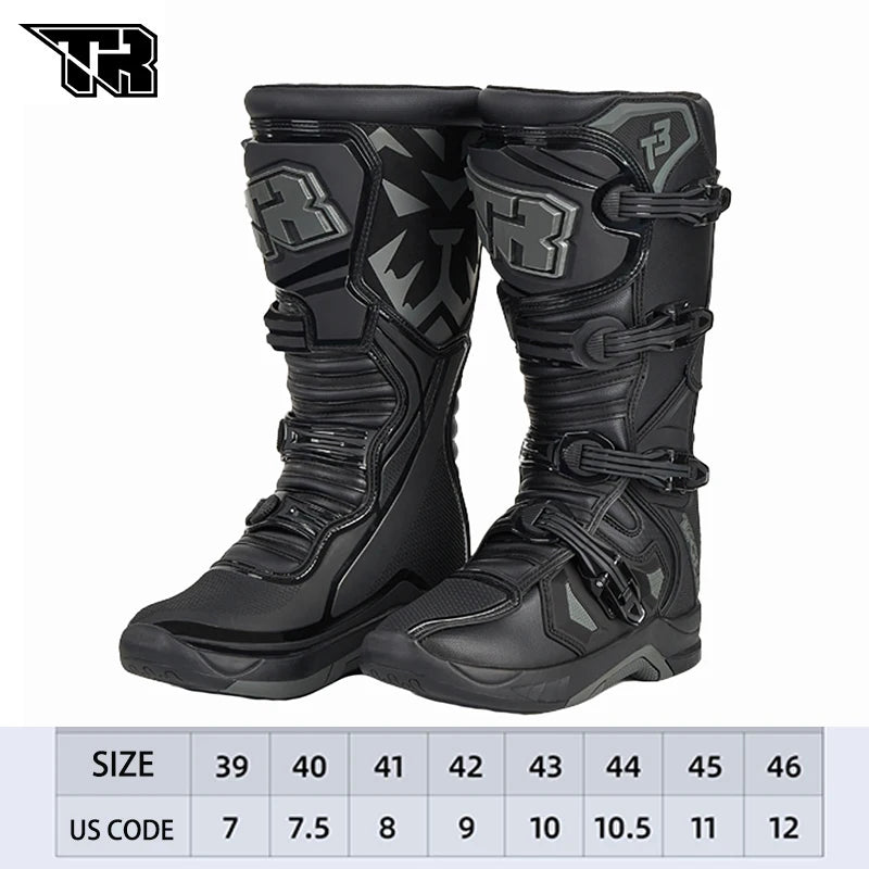 Men's Motorcycle Boots Waterproof Racing Boots Anti Fall Women Motocross Equipment Wear-resistant Rally Shoes Safety Riding