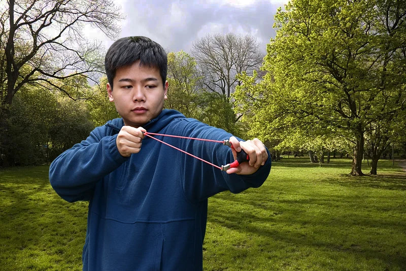 New Style Stainless Steel Powerful Slingshot with Tube Rubber Band Mud Balls Slingshot Catapult Bag for Hunting Outdoor