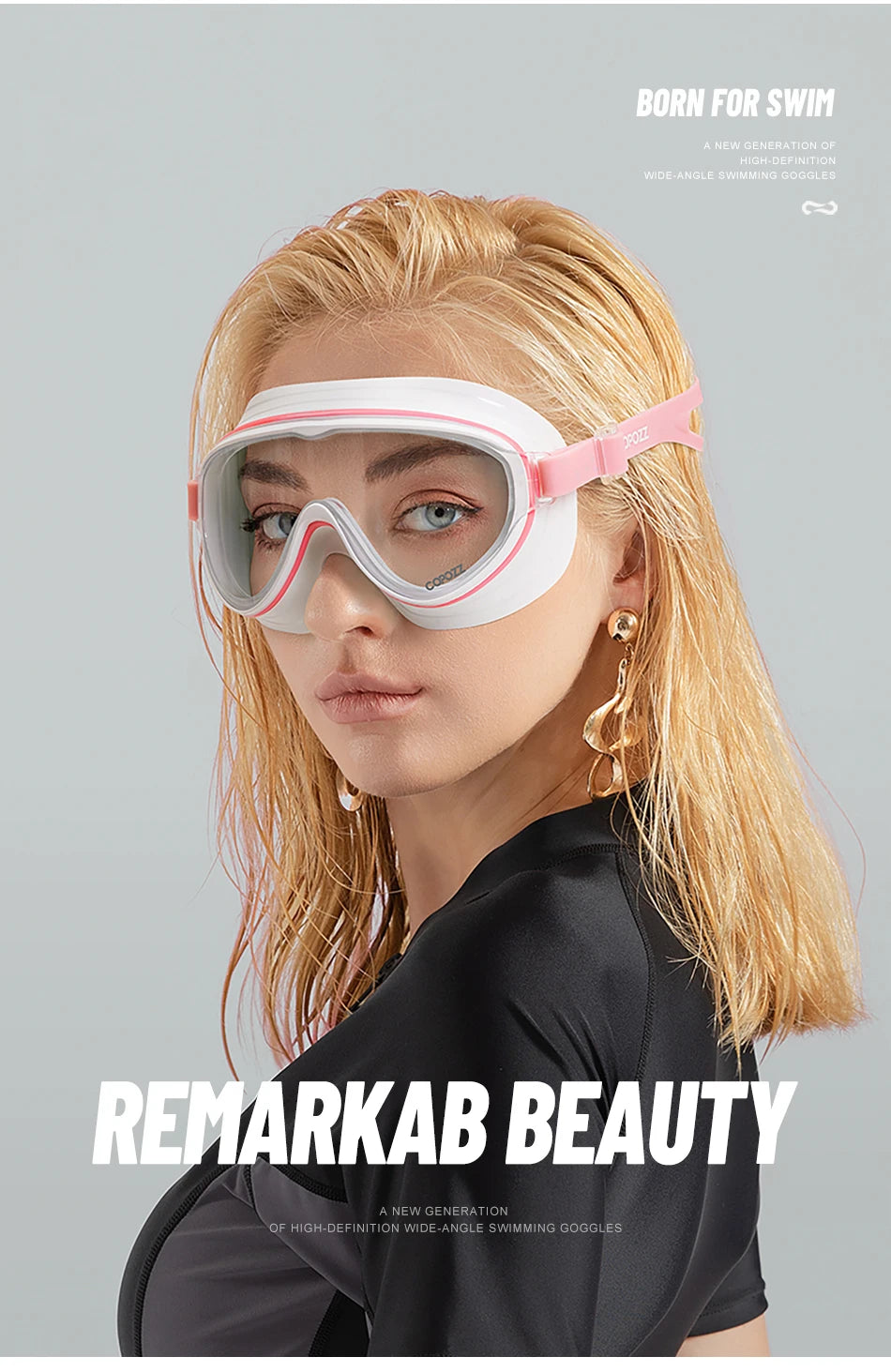 COPOZZ New Large Frame Adults Swimming Goggles Professional Plating Durable Anti Fog Comfort Eyewear Swimming Glasses Men Women