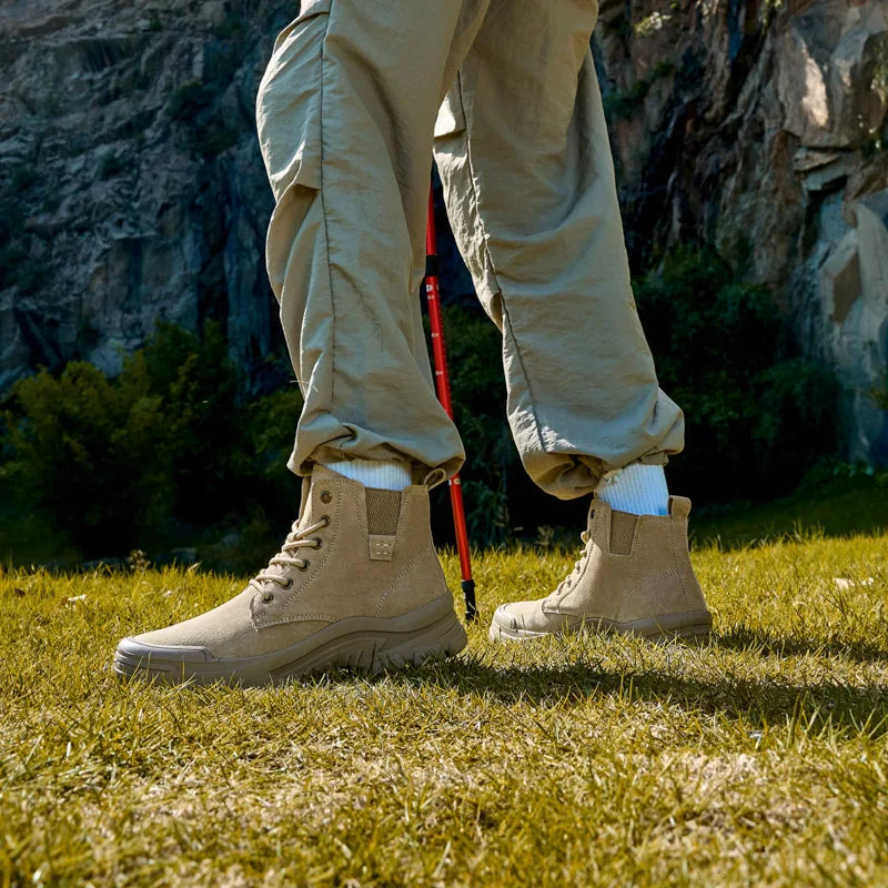 Non-slip Man Ankle Botas Non-Slip Outdoor Motorcycle Boots Versatile Leisure Snow Boots Street Style Mens Leather High Top Shoes