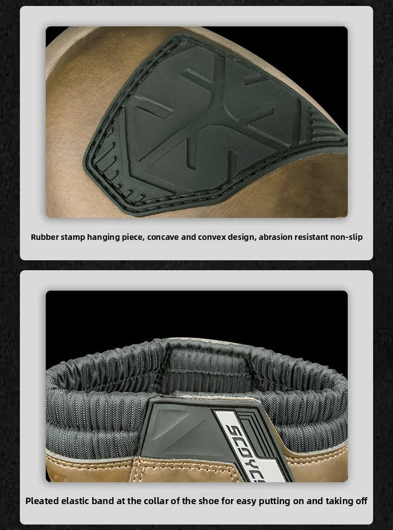 SCOYCO Motorcycle Riding Boots Motorcycle Tour Boots Waterporoof Rally Shoes Four Seasons Men Ankle TPU Protections EU 39-46