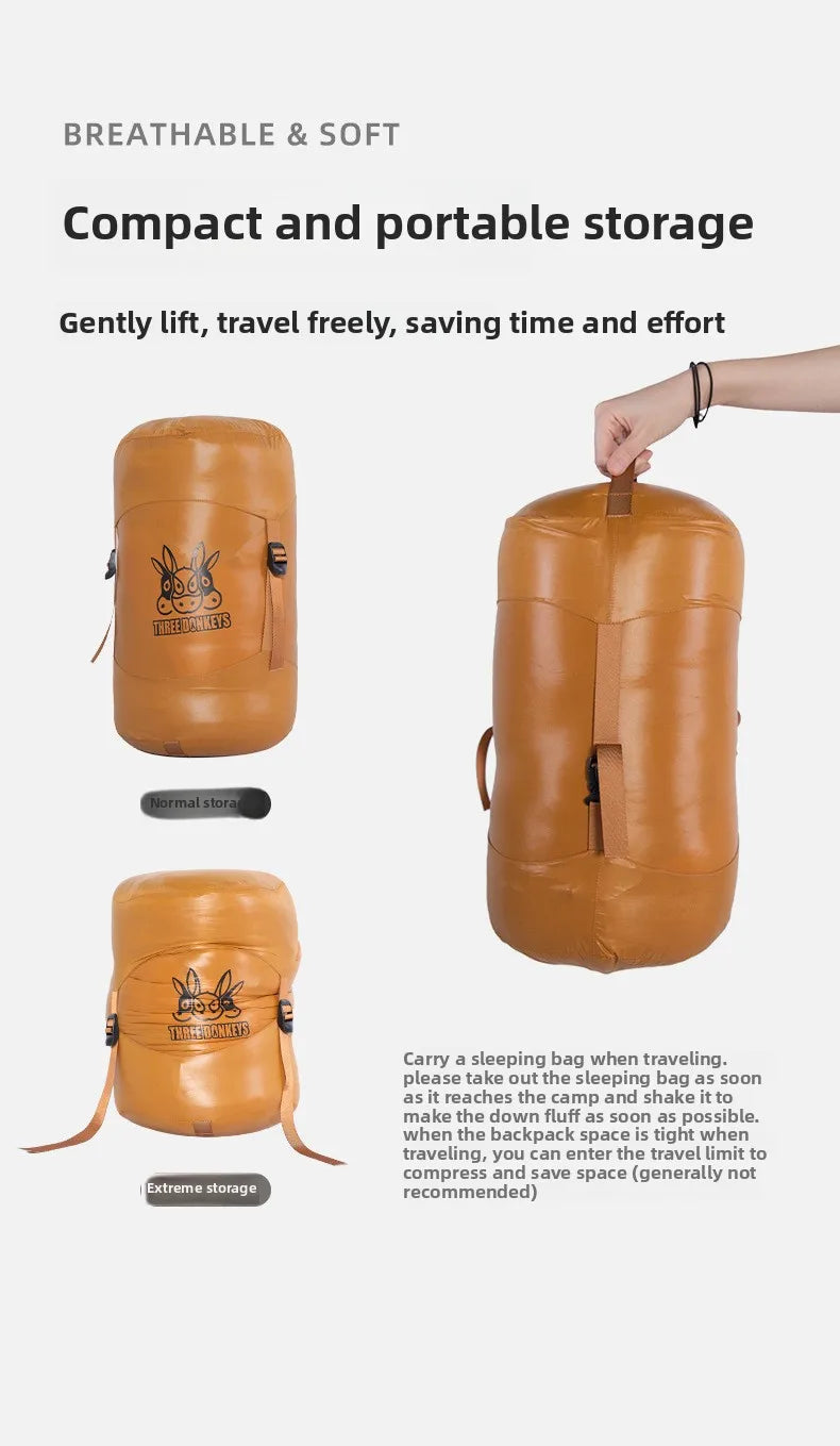 White duck down mummy down sleeping bag adult outdoor camping winter thickened cold minus 30 degrees Sleeping Bags