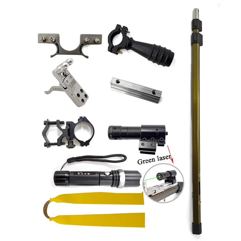 Hunting Slingshot Red and Green Laser High PowerStraight Rod Telescopic Folding Catapult Bow for Outdoor Sports Shooting New