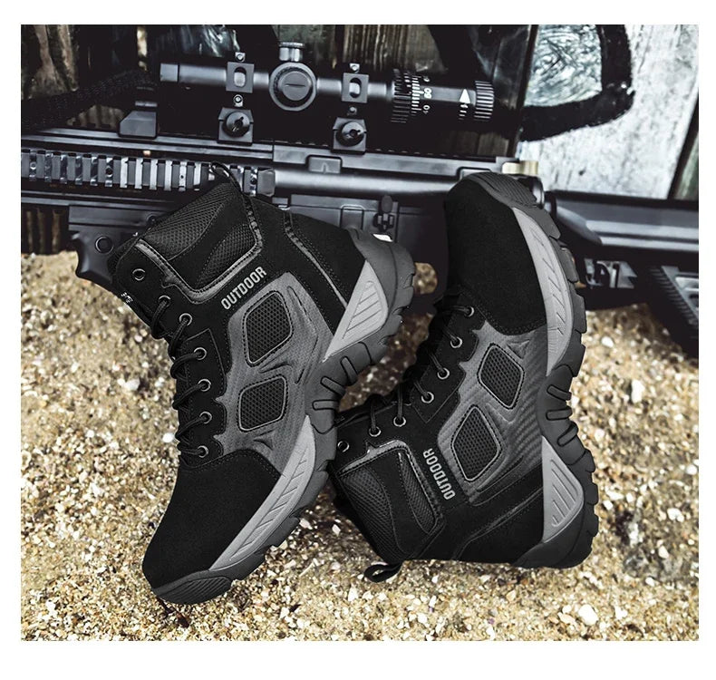 2024 New Tactical Mens Desert Combat Boots Work Safty Shoes Leather Boots Waterproof Ankle Boot Men's Hunting Shoes Size 47